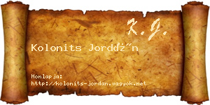 Kolonits Jordán névjegykártya